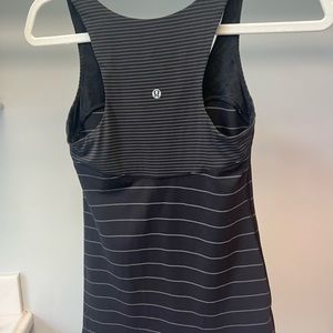 Black striped Lululemon running tank